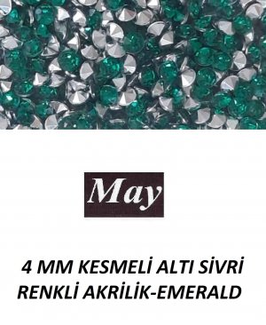 4 MM KESMELİ ALTI SİVRİ RENKLİ AKRİLİK-EMERALD