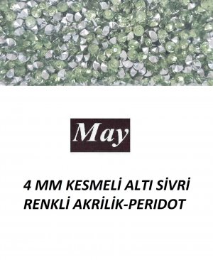 4 MM KESMELİ ALTI SİVRİ RENKLİ AKRİLİK-PERIDOT