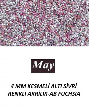 4 MM KESMELİ ALTI SİVRİ RENKLİ AKRİLİK-AB FUCHSIA