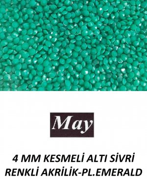 4 MM KESMELİ ALTI SİVRİ RENKLİ AKRİLİK-PL.EMERALD