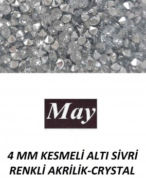 4 MM KESMELİ ALTI SİVRİ RENKLİ AKRİLİK-CRYSTAL