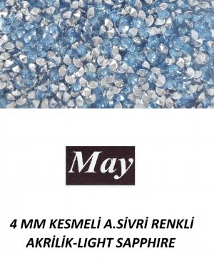 4 MM KESMELİ ALTI SİVRİ RENKLİ AKRİLİK-LIGHT SAPPHIRE