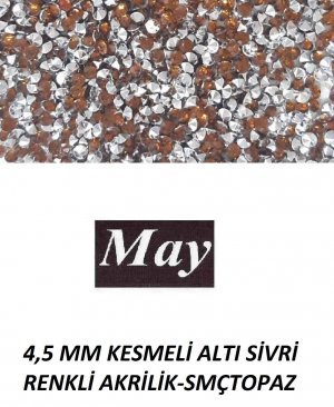 4,5 MM KESMELİ ALTI SİVRİ RENKLİ AKRİLİK-SMOKED TOPAZ