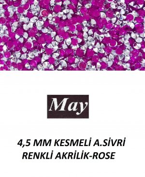 4,5 MM KESMELİ ALTI SİVRİ RENKLİ AKRİLİK-ROSE