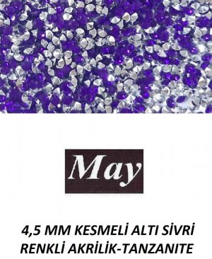 4,5 MM KESMELİ ALTI SİVRİ RENKLİ AKRİLİK-TANZANITE