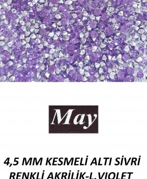 4,5 MM KESMELİ ALTI SİVRİ RENKLİ AKRİLİK-LIGHT VIOLET