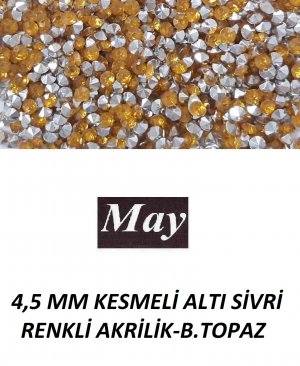 4,5 MM KESMELİ ALTI SİVRİ RENKLİ AKRİLİK-BEACH TOPAZ