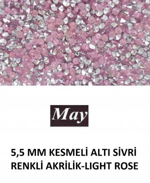 5,5 MM KESMELİ ALTI SİVRİ RENKLİ AKRİLİK-LIGHT ROSE