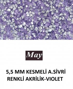 5,5 MM KESMELİ ALTI SİVRİ RENKLİ AKRİLİK-VIOLET