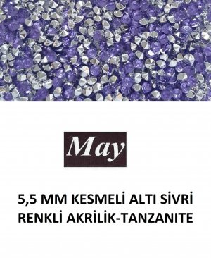 5,5 MM KESMELİ ALTI SİVRİ RENKLİ AKRİLİK-TANZANITE