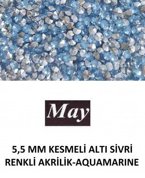 5,5 MM KESMELİ ALTI SİVRİ RENKLİ AKRİLİK-AQUAMARINE