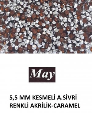 5,5 MM KESMELİ ALTI SİVRİ RENKLİ AKRİLİK-CARAMEL