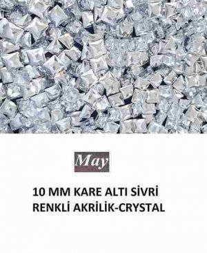 10 MM KARE ALTI SİVRİ RENKLİ AKRİLİK-CRYSTAL