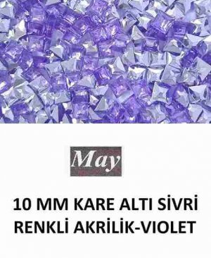 10 MM KARE ALTI SİVRİ RENKLİ AKRİLİK-VIOLET