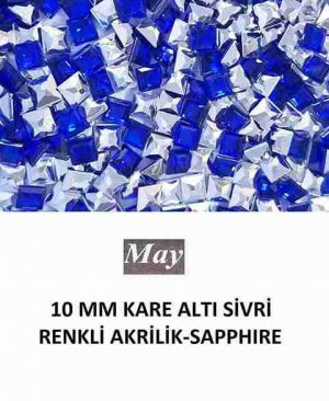 10 MM KARE ALTI SİVRİ RENKLİ AKRİLİK-SAPPHIRE