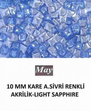 10 MM KARE ALTI SİVRİ RENKLİ AKRİLİK-LIGHT SAPPHIRE