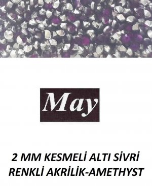 2 MM KESMELİ ALTI SİVRİ RENKLİ AKRİLİK-AMETHYST