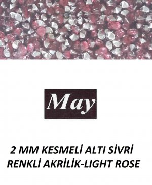 2 MM KESMELİ ALTI SİVRİ RENKLİ AKRİLİK-LIGHT ROSE