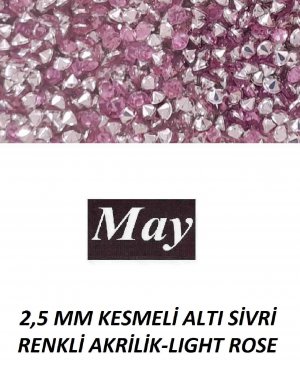 2,5 MM KESMELİ ALTI SİVRİ RENKLİ AKRİLİK-LIGHT ROSE