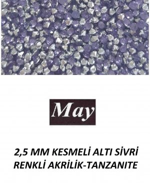 2,5 MM KESMELİ ALTI SİVRİ RENKLİ AKRİLİK-TANZANITE