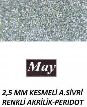 2,5 MM KESMELİ ALTI SİVRİ RENKLİ AKRİLİK-PERIDOT