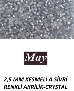 2,5 MM KESMELİ ALTI SİVRİ RENKLİ AKRİLİK-CRYSTAL