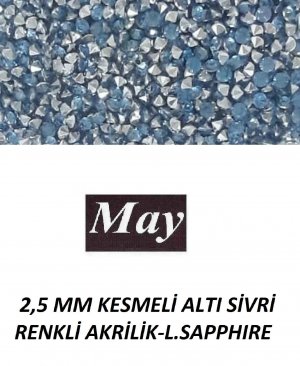 2,5 MM KESMELİ ALTI SİVRİ RENKLİ AKRİLİK-LIGHT SAPPHIRE