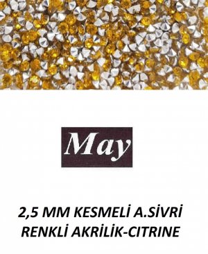 2,5 MM KESMELİ ALTI SİVRİ RENKLİ AKRİLİK-CITRINE