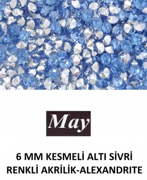 6 MM KESMELİ ALTI SİVRİ RENKLİ AKRİLİK-ALEXANDRITE