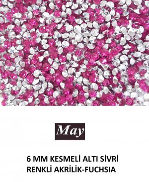 6 MM KESMELİ ALTI SİVRİ RENKLİ AKRİLİK-FUCHSIA