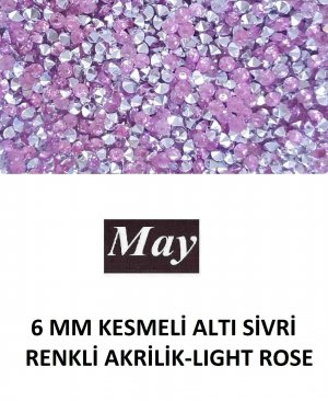 6 MM KESMELİ ALTI SİVRİ RENKLİ AKRİLİK-LIGHT ROSE