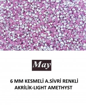 6 MM KESMELİ ALTI SİVRİ RENKLİ AKRİLİK-LIGHT AMETHYST