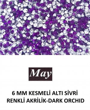 6 MM KESMELİ ALTI SİVRİ RENKLİ AKRİLİK-DARK ORCHID