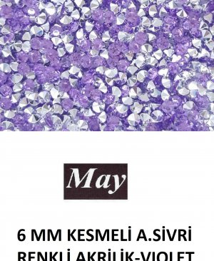 6 MM KESMELİ ALTI SİVRİ RENKLİ AKRİLİK-VIOLET