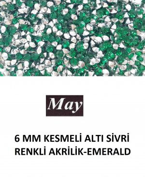 6 MM KESMELİ ALTI SİVRİ RENKLİ AKRİLİK-EMERALD