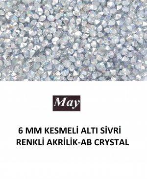 6 MM KESMELİ ALTI SİVRİ RENKLİ AKRİLİK-AB CRYSTAL