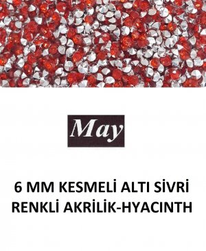 6 MM KESMELİ ALTI SİVRİ RENKLİ AKRİLİK-HYACINTH