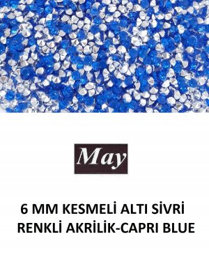 6 MM KESMELİ ALTI SİVRİ RENKLİ AKRİLİK-CAPRI BLUE