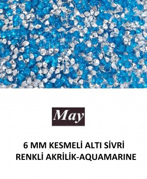 6 MM KESMELİ ALTI SİVRİ RENKLİ AKRİLİK-AQUAMARINE