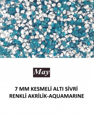 7 MM KESMELİ ALTI SİVRİ RENKLİ AKRİLİK-AQUAMARINE