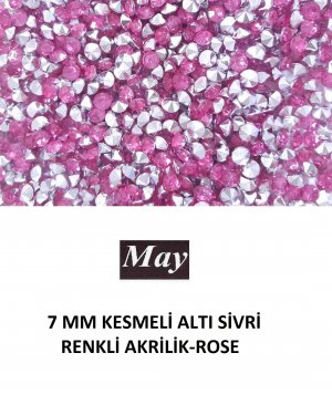 7 MM KESMELİ ALTI SİVRİ RENKLİ AKRİLİK-ROSE