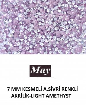 7 MM KESMELİ ALTI SİVRİ RENKLİ AKRİLİK-LIGHT AMETHYST