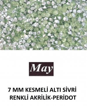 7 MM KESMELİ ALTI SİVRİ RENKLİ AKRİLİK-PERİDOT