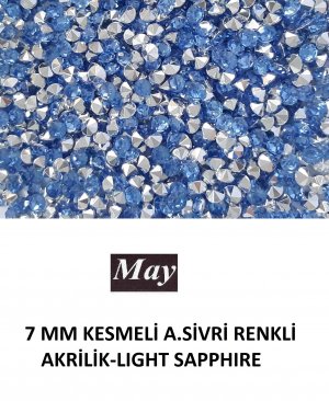 7 MM KESMELİ ALTI SİVRİ RENKLİ AKRİLİK-LIGHT SAPPHIRE