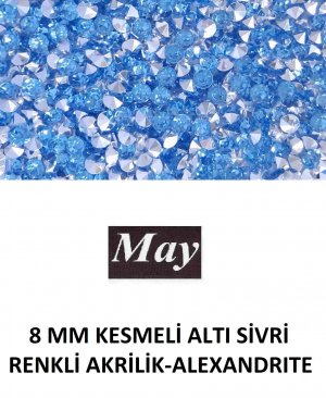 8 MM KESMELİ ALTI SİVRİ RENKLİ AKRİLİK-ALEXANDRITE