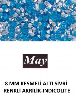 8 MM KESMELİ ALTI SİVRİ RENKLİ AKRİLİK-INDICOLITE