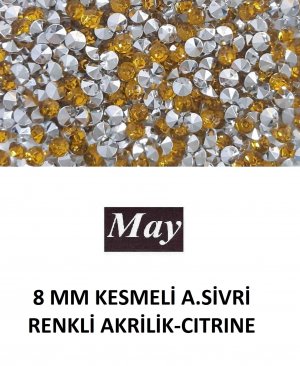 8 MM KESMELİ ALTI SİVRİ RENKLİ AKRİLİK-CITRINE