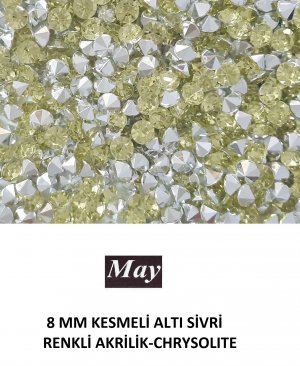 8 MM KESMELİ ALTI SİVRİ RENKLİ AKRİLİK-CHRYSOLITE