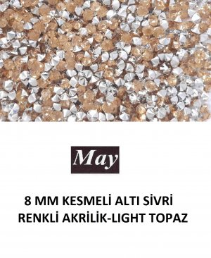 8 MM KESMELİ ALTI SİVRİ RENKLİ AKRİLİK-LIGHT TOPAZ