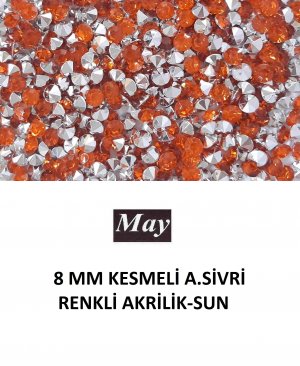 8 MM KESMELİ ALTI SİVRİ RENKLİ AKRİLİK-SUN